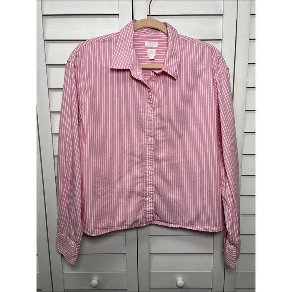 LoveShackFancy x GAP Organic Cotton Striped Cropped Button Down Top Size Large - Picture 1 of 10